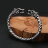 Pulsera de acero inoxidable con cabeza de dragón doble personalizada para hombre, joyería transfronteriza, estilo vikingo retro europeo y americano, pulsera abierta dominante