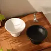 Maceta de cerámica minimalista estilo japonés, adorno de escritorio de alta gama, bola de musgo de bambú, recipiente especial de pie alto para arreglos florales