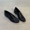Zapatos slip-on, estilo retro, silenciosos, mocasines de tacón grueso para mujer, nueva colección 2026, zapatos pequeños de cuero estilo británico, zapatos planos negros para mujer