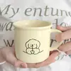 Caneca de cerâmica de gatinho fofo, xícara de café de cerâmica, copo de água, presente, caneca de esmalte de cachorrinho cor creme, feito sob medida