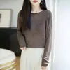 Tricô de Moda Floral Vazado High-Light Francês para Mulheres Emagrecedor Versátil Camada Base de Suéter Top Casual Relaxado