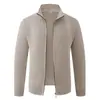 Jaqueta de Tricô com Zíper para Homens, Comércio Exterior Padrão 3D Outono 2026 Jaqueta Suéter Jacquard com Gola Alta, Jaqueta Masculina com Forro de Lã e Espessada