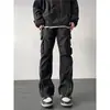 Pantalones vaqueros negros estilo high street americano para hombre, diseño personalizado de nicho, rectos acampanados, modernos, para Instagram