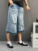 Pantalones vaqueros cropped rectos de moda, nuevos, lavados, desgastados, rotos, unisex, versátiles, de corte holgado, pantalones de pierna ancha que estilizan