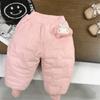 Calças de Algodão de Desenho Animado para Meninas Inverno Espessas Calças de Lã Infantil Estilo Inverno Peça Única Agasalho Acolchoado de Três Camadas Inverno Roupa de Inverno
