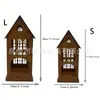Portavelas de Hierro Estilo Iglesia Europea y Americana Linterna de Viento Hueca Adorno Decorativo para Casa Pequeña