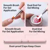 Pincel mezclador de pegamento para decoración de uñas de doble cabeza rosa, superventas transfronterizo, palillo mezclador de pegamento para decoración de uñas multifuncional, pincel para pegamento base, herramienta para decoración de uñas