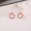 Yuebao Jewelry Pendientes de Aro Pequeño con Turmalina de Colores Chapados en Oro Rosa de Plata de Ley S925 Estilo Coreano de Gama Alta Vibrantes de Moda