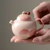 Bolsa de almacenamiento portátil Miyan, juego de té de viaje de una tetera y una taza, tetera y taza de té color melocotón rosa pintadas a mano, juego de té kung fu para una persona