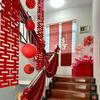 Chammit decoración de boda habitación de boda escalera vestido colgante fuera de la barandilla de la escalera flor gasa cortina suministros