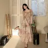 Vestido Cuadrado Romántico Estilo Francés con Flores, Modelo Nuevo Verano Hada 2026, Vestido Largo Suave y Elegante para Vacaciones de Verano