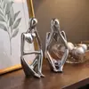 Ornatos Criativos de Figuras Abstratas Douradas e Prateadas Eletrodepositadas, Decorações para Estante e Sala Modelo, Artesanato em Resina, Adereços de Fotografia