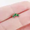 Brinco de liga de titânio F136 três zircônias redondas haste de osso da orelha zircônia 5A rosca interna piercing de lábio joia para perfuração corporal de titânio G23