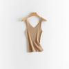 Camisola de otoño e invierno para mujer, nueva camiseta de verano con cuello en V interior, camiseta fina de punto sin mangas, ropa exterior
