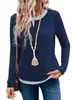 Otoño 2026 Nuevo Amazon Europeo y Americano TK Camiseta Casual de Moda de Manga Larga para Mujer con Cuello Redondo Falso Dos Piezas con Empalme