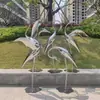 Grulla de Acero Inoxidable Parque al Aire Libre Hotel Villa Paisajismo Centro de Marketing Comunitario Entrada Piscina Adorno de Animal