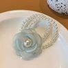 Anillo para el cabello con flor de perla y camelia de Super Fairy, accesorios para el cabello de estilo coreano, tocados, estilo fresco, cuerda para el cabello para niña