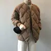 Chaqueta de algodón acolchada estilo coreano para mujer, abrigo corto de algodón plumón de invierno, corte holgado para personas menudas, chaqueta acolchada estilo béisbol, prenda de abrigo gruesa