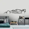Estação Independente Arte de Parede para Garagem Nova Decoração de Casa Interna Arte de Parede com Silhueta de Carro Esportivo Preto Metálico