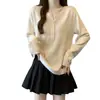 Top de Manga Larga con Botones y Cuello Semi Abierto Talla Grande para Mujer Otoño Temprano 2025 Nuevo Ajuste Holgado Adelgazante Camiseta de Base