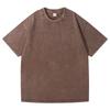 Camiseta de Algodão Vintage Lavada, Marca Tendência Masculina Manga Curta Pesada, 220g Caimento Solto, Ombro Caído, Oversized, Camiseta Retro Lavada com Areia, Transfronteiriço