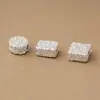 Cuentas sueltas vintage geométricas redondas, cuadradas, rectangulares y cuadrangulares de plata pura 999, accesorios para pulseras de manualidades DIY