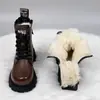 Botas Martin de cuero suave de moda, botas de nieve para mujer, nueva colección de invierno 2026, forradas de felpa y engrosadas, botines de estilo británico, botas de algodón cálidas para mujer