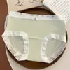 Ropa Interior de Seda de Hielo para Estudiantes Niñas Antibacteriana Grado A Algodón de Bebé Grado A Algodón Entrepierna Extendida Transpirable Cintura Media Calzones para Mujer
