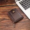 Carteira Masculina Curta Estilo Europeu e Americano Retrô Porta-Cartões Multifuncional Bolsa com Zíper Design de Fivela Porta-Moedas Portátil Processamento