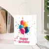Bolsa de Presente com Balão de Aniversário e Bolo, Bolsa Tote de Papel Exquisita Colorida para Aniversário Infantil de Casamento, Bolsa de Mão com Adesivos Autocolantes