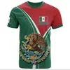 2023 código europeo transfronterizo comercio exterior impresión digital 3D serie de emblemas de escudo de México camiseta de manga corta popular de nicho camiseta