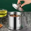 Pote Filtrador de Óleo de Aço Inoxidável, Copo Filtrador de Óleo, Copo Separador de Óleo, Pote Copo Filtrador de Óleo Estilo Sudeste Asiático, Tanque de Armazenamento de Óleo, Pote de Óleo de Cozinha