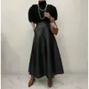Saia premium de PU feminina de alta qualidade com cintura alta emagrecedora de Dongdaemun, Coreia