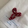 Grampo de Cabelo Bico de Pato com Bolinhas Vermelho Cereja Simples Versátil Presilha para Franja Pequeno Gancho Grampo de Cabelo Acessório de Cabelo