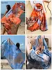 Venta al por mayor de fábrica Nuevo satén de brocado de Li 90*180 estampado Bufanda larga de playa Versión coreana de chal de seda