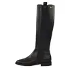 Versão em couro bovino das botinhas Chanel longas para mulheres, botas de cavaleiro afuniladas, botas altas com zíper traseiro plano, botas Chelsea, botas longas