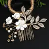 Diadema Dorada de Venta Caliente Estilo Europeo y Americano para Novias, Accesorios para el Cabello de Perlas Hechos a Mano, Accesorios para el Cabello de Boda, Juegos de Horquillas y Pasadores