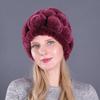 2019 inverno senhoras novo chapéu de pele moda coreano inverno grosso quente chapéu de pele de coelho rex chapéu cheio de flores