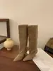 911-6~Botas femininas de salto alto estilo francês acima do joelho, 2026 outono novas botas de cano alto empilhadas