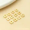 Pulsera Colgante de Cobre Chapado en Oro Real Cuadrado Pequeño de 18K, Cuentas Espaciadoras Hechas a Mano, Materiales para Hacer Manualidades, Accesorios de Joyería