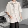 Verão Novo Chinoiserie Nova Camisa de Manga Curta Masculina Chinoiserie Juventude Terno Tang Casual Retrô Simples Solto Camisa