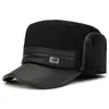 Chapéu de Inverno Masculino com Forro de Lã e Proteção para Orelhas, Quente, Estilo Bico de Pato, para Pais e Avôs de Meia-Idade e Idosos, Chapéu de Baseball de Algodão à Prova de Frio para Uso Externo