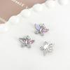 Colgante de mariposa de ensueño con circonita rosa con incrustaciones de circonita envuelta en oro de 14 quilates que conserva el color, pulsera, collar, pendientes y accesorios de cuentas hechos a mano.