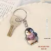 Nuevo Anillo Llavero Colgante Decoración de Coche de Material Acrílico Plano 2D Transfronterizo Pingüino Pequeño Corazón Dibujos Animados