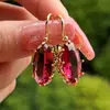 Pendientes de Moda Transfronterizos Europeos y Americanos Sencillos con Circonita Incrustada de Ocho Garras Ganchos para Oreja Ovalados de Lujo Ligero Pendientes Elegantes de Palacio