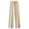 Calça de Lã Wide Leg Feminina Cintura Alta Lã Pura Calça Nuvem Solta Reta Casual Outono e Inverno Roupa Externa Calça em Camadas