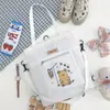 Bolsa de Lona Bolsa Transversal Feminina Bolsa de Ombro de Grande Capacidade Bolsa Multifuncional para Estudo e Tutoria Estilo Coreano Simples Mochila Bolsa de Estudante