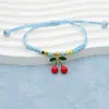 Pulsera Roja de Cuerda para Pareja Año Zodiacal Pulsera DIY de Fresa Cereza para Mujer Trenzada Mejor Amigo Regalo para Niños Estudiantes Joyería