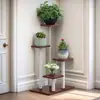 Soporte de flores de hierro forjado para balcón, soporte para macetas de suculentas, estante decorativo para jarrones de sala de estar, estilo escalonado, elegante, móvil y conveniente