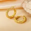 Pendientes de Otoño e Invierno 2024 Moda Elegantes Estéreo de Gama Alta Hebilla de Oreja Hilo Retorcido Anillo Liso Acero de Titanio Femenino con Estilo